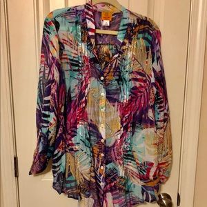 Sheer multi colored blouse Woman’s 1X.